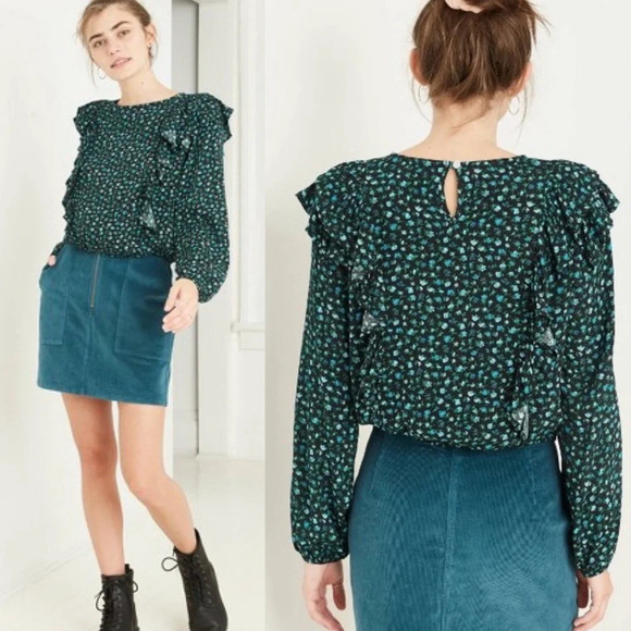 ✨NWT Wild Fable Floral Long Sleeve Ruffle Blouse Cottagecore Prairie Size 1X - Picture 2 of 8